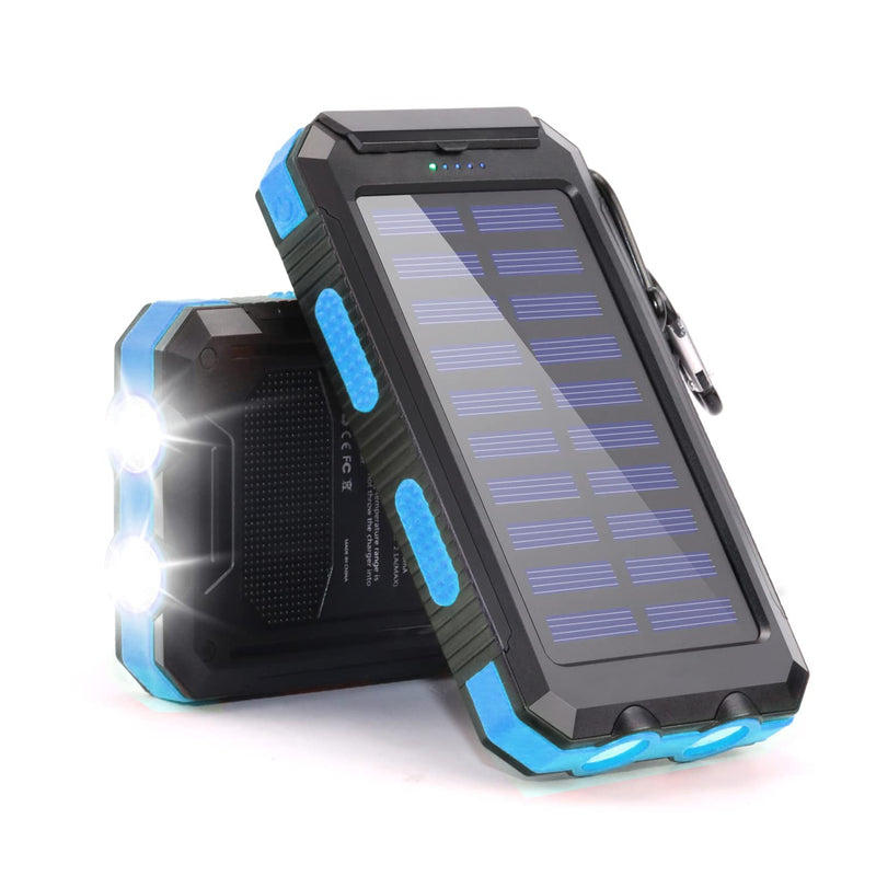 [Australia - AusPower] - Solar Charger 20000mAh Portable Solar Power Bank Waterproof External Battery USB Charger Built in LED Light with Dual 2 USB Port/LED Flashlights for All Smartphone, Android Cellphones 