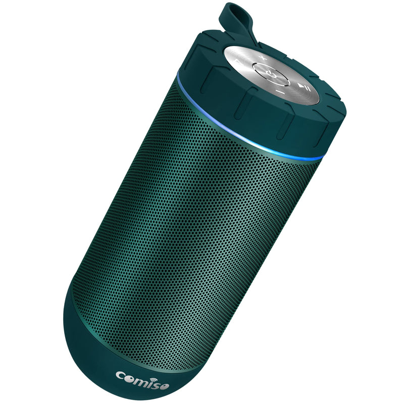 [Australia - AusPower] - COMISO Waterproof Bluetooth Speakers Outdoor Wireless Portable Speaker with 24 Hours Playtime Superior Sound for Camping, Beach, Sports, Pool Party, Shower (Malachite Green) Malachite Green 