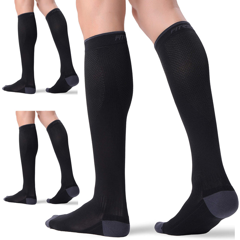 [Australia - AusPower] - FITRELL 3 Pairs Compression Socks for Women and Men 20-30mmHg-Circulation Support Socks Black Small-Medium 