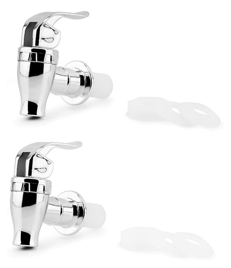 [Australia - AusPower] - Cornucopia Push Style Spigots for Beverage Dispenser Carafes (2-Pack), Replacement Lever Pour Spouts for Beverage Dispenser, Chrome Design Lock Open Style 2 