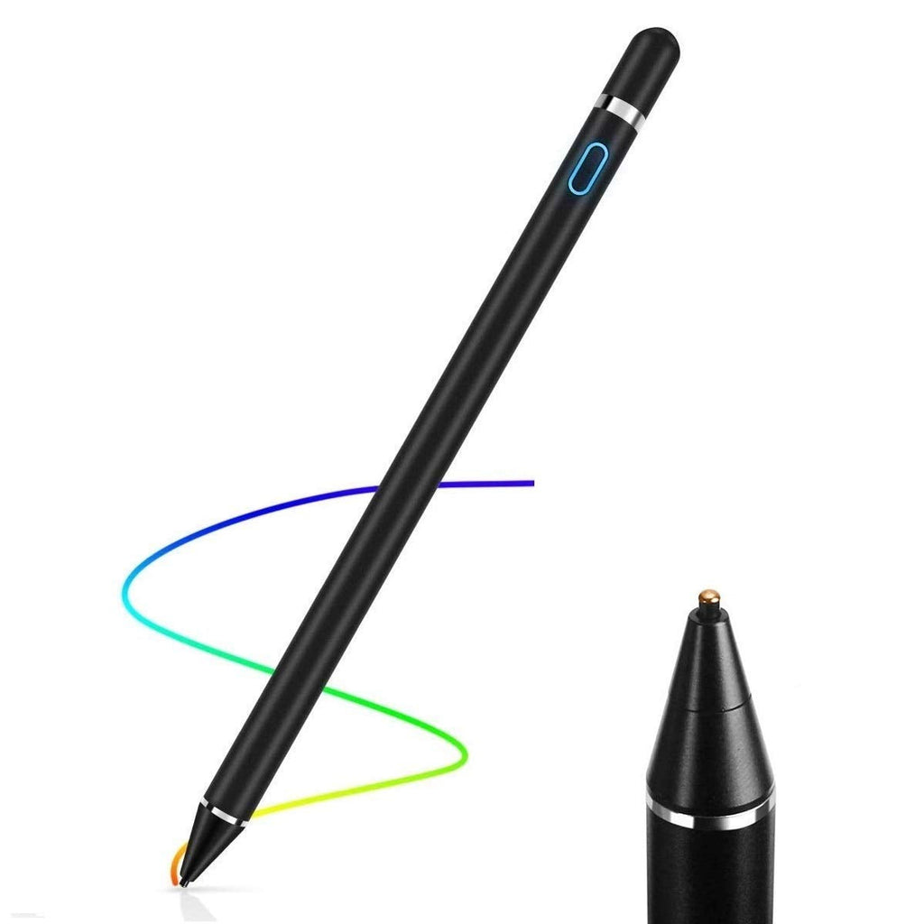 [Australia - AusPower] - Stylus Pencil Compatible for Apple,Active Stylus Pens for Touch Screens,Smart Rechargeable Capacitive 1.5mm Fine Point i-Pad Pen and Most Tablets on Touchscreen Devices (Black) 