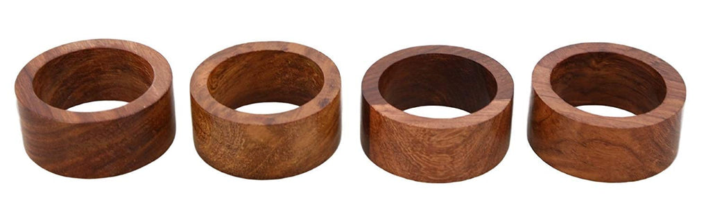 [Australia - AusPower] - Artique Mind & Creation Handmade Wood Napkin Ring Set with 4 Napkin Rings - Artisan Crafted in India (Pack of 4) Pack of 4 