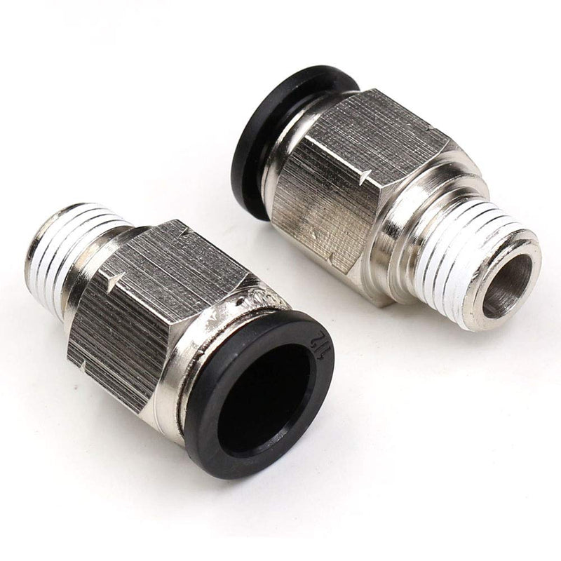 [Australia - AusPower] - CEKER 1/4 Tube Fitting Push Connect Pneumatic Fitting,PC 1/2" Tube Od x 1/4" NPT Thread Male Straight Union Air Fittings Push in Fitting Quick Release Pneumatic Connectors 2Pack 1/2" OD X 1/4" MNPT 2 