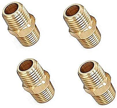 [Australia - AusPower] - T TANYA HARDWARE Brass Hex Nipple 1/4 Inch NPT x 1/4 Inch NPT Male Pipe Adapter (4 Piece) 1/4" x 1/4" NPT Male 4 Piece 