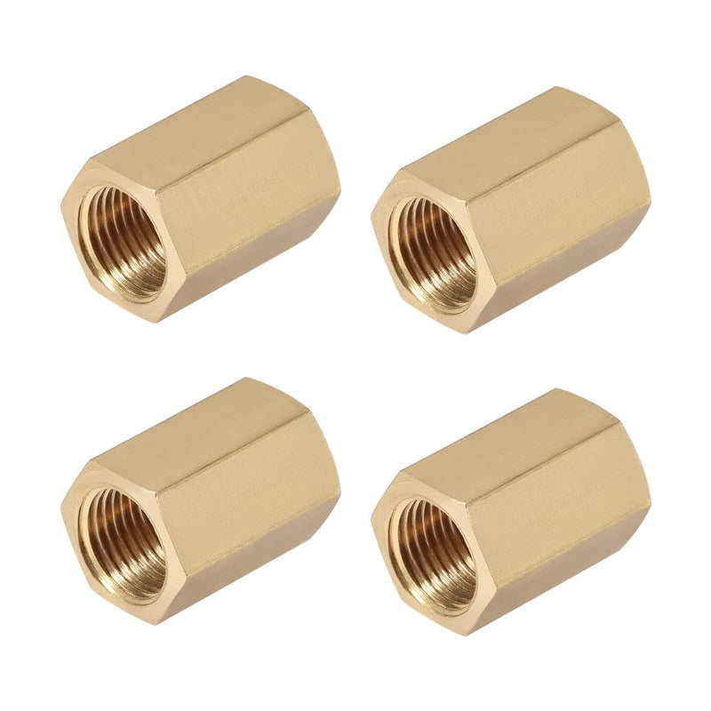 [Australia - AusPower] - uxcell Brass Pipe Fitting Connector Straight Hex Nipple Coupler 1/8 X 1/8 G Female Thread Gold Tone 4pcs 