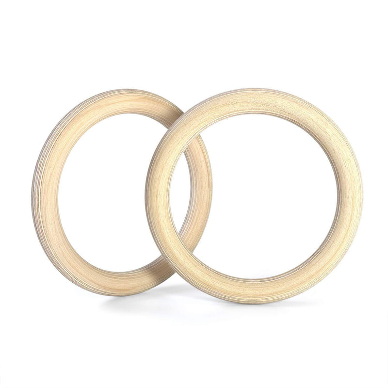 [Australia - AusPower] - Double Circle Wood Gymnastic Rings (Rings Only) and Exercise Videos Guide for Gym, Compatible with Crossfit, and Bodyweight Training 1.1 Inch Wood Rings Only 