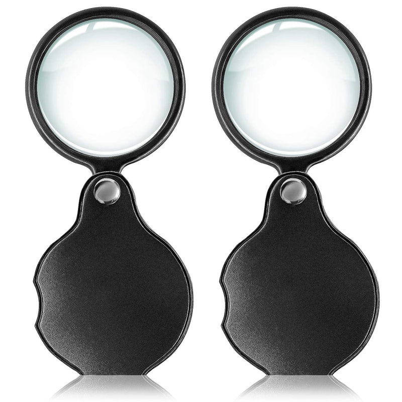 [Australia - AusPower] - Wapodeai 2pcs 10x Small Pocket Magnify Glass Premium Folding Mini Magnifying Glass with Rotating Protective Sheath, Apply to Reading, Science, Jewelry, Hobbies, Books, 1.96in 