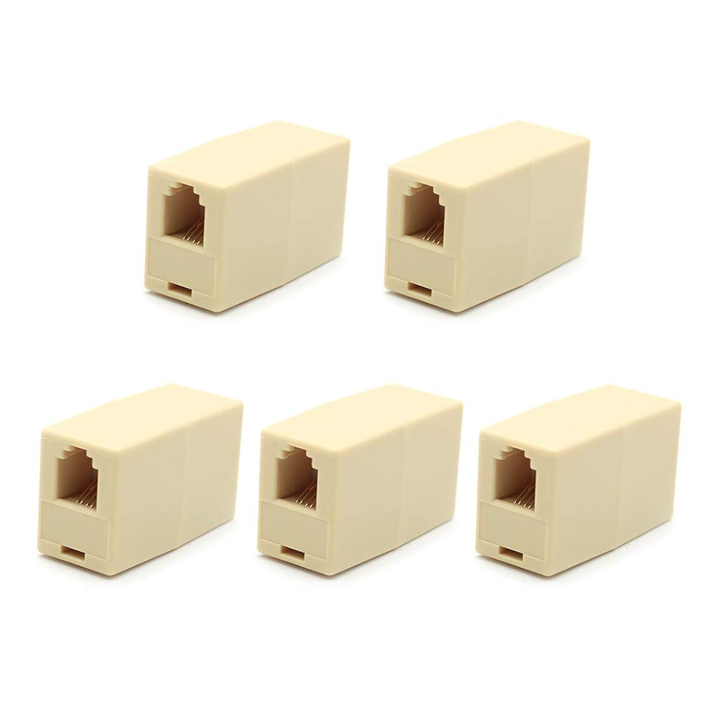 [Australia - AusPower] - RJ9 Coupler Connector Extender for Connect Two Handset Cables Cord Together 4P4C / RJ9 /RJ10 /RJ22 - Pack of 5 