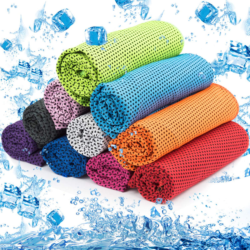 [Australia - AusPower] - MENOLY Cooling Towel Workout Towel Sweat Towel Microfiber Towel Soft Breathable Chilly Towel for Sports, Gym, Yoga, Camping, Running, Fitness, Workout & More Activities (10 Pack) 10 Pack 