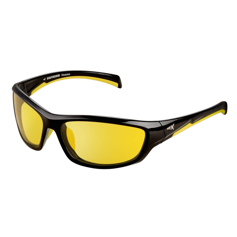 [Australia - AusPower] - KastKing Polarized Night Vision Driving Glasses Men Women,Reduce Glare and Enhance Vision in Rainy, Foggy Hiwassee-full Wrap Design - Yellow Lens 