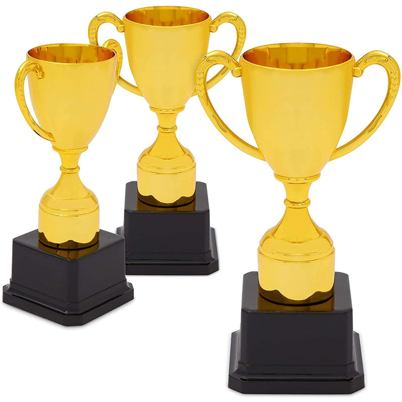 [Australia - AusPower] - 7 Inch Gold Plastic Awards and Trophies for Kids, Sports Tournaments, Birthday Party Games, Competitions, Championships (3 Pack) 