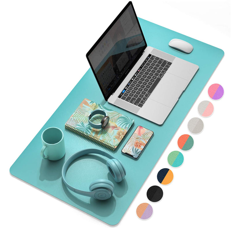 [Australia - AusPower] - YSAGi Multifunctional Office Desk Pad, Ultra Thin Waterproof PU Leather Mouse Pad, Dual Use Desk Writing Mat for Office/Home (31.5" x 15.7", Calamine Blue+Cobalt Green) 31.5" x 15.7" 