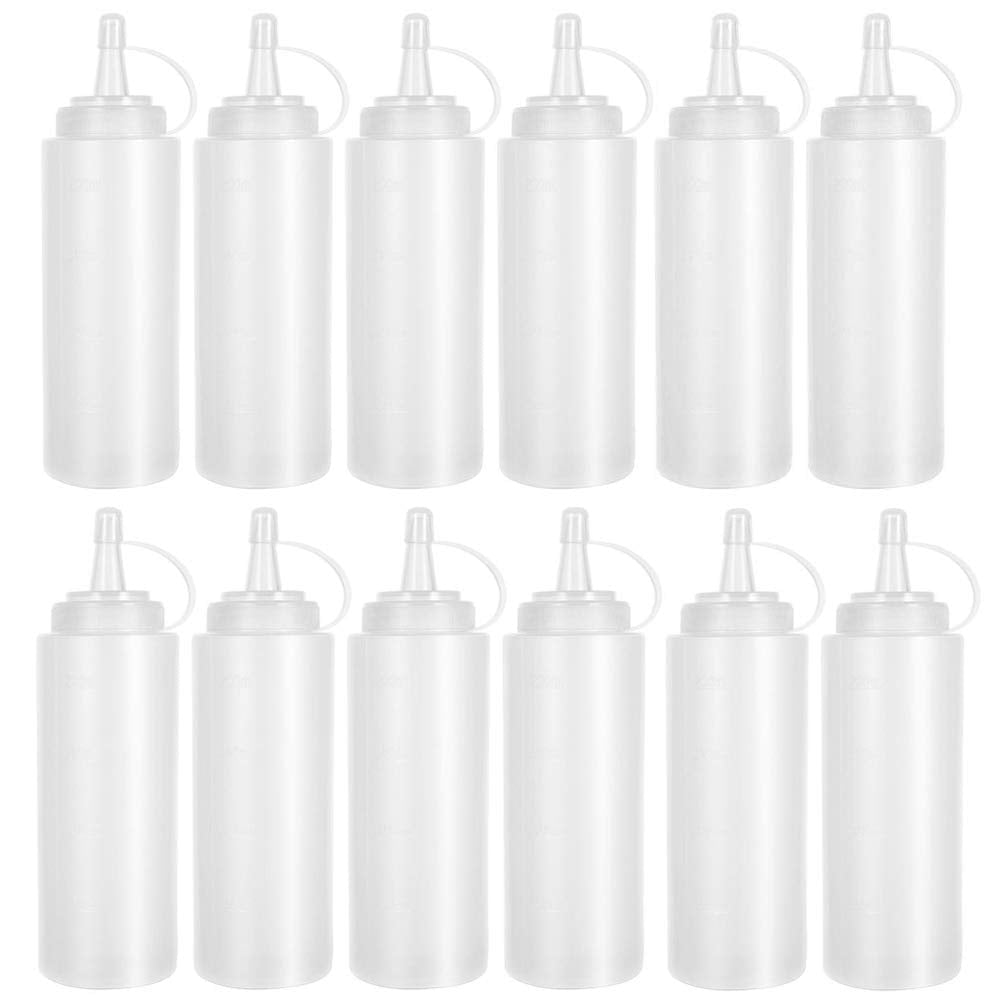 [Australia - AusPower] - 12 Pack 8 oz Plastic Squeeze Bottles Multipurpose Squirt Bottles for Ketchup,Condiments,BBQ Sauce,Dressing,Barbecue,Grilling,Crafts,Syrup and More 8OZ 