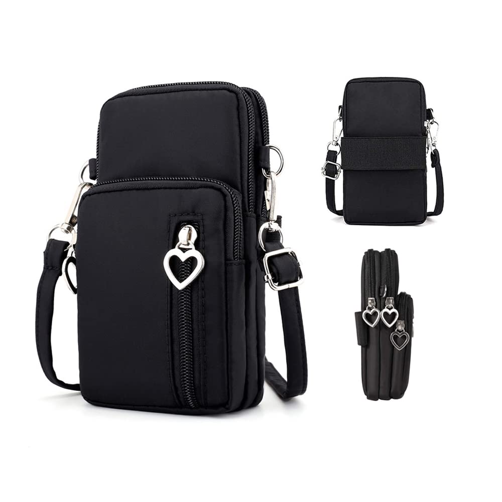 [Australia - AusPower] - Small Crossbody Bag Case Cell Phone Shoulder Purse Wallet Armband for iPhone 11 13 Galaxy S21 FE S22 S20 S10 Plus A51 Pixel 6 Black 