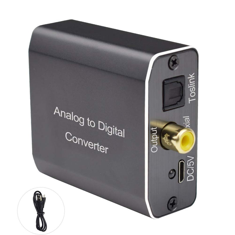 [Australia - AusPower] - Analog to Digital Audio Converter, Tohilkel 2RCA R/L or 3.5 mm Jack Aux to Toslink SPDIF Optical and Coaxial, Support Dual Ports Output Simultaneously, with Power Adapter 