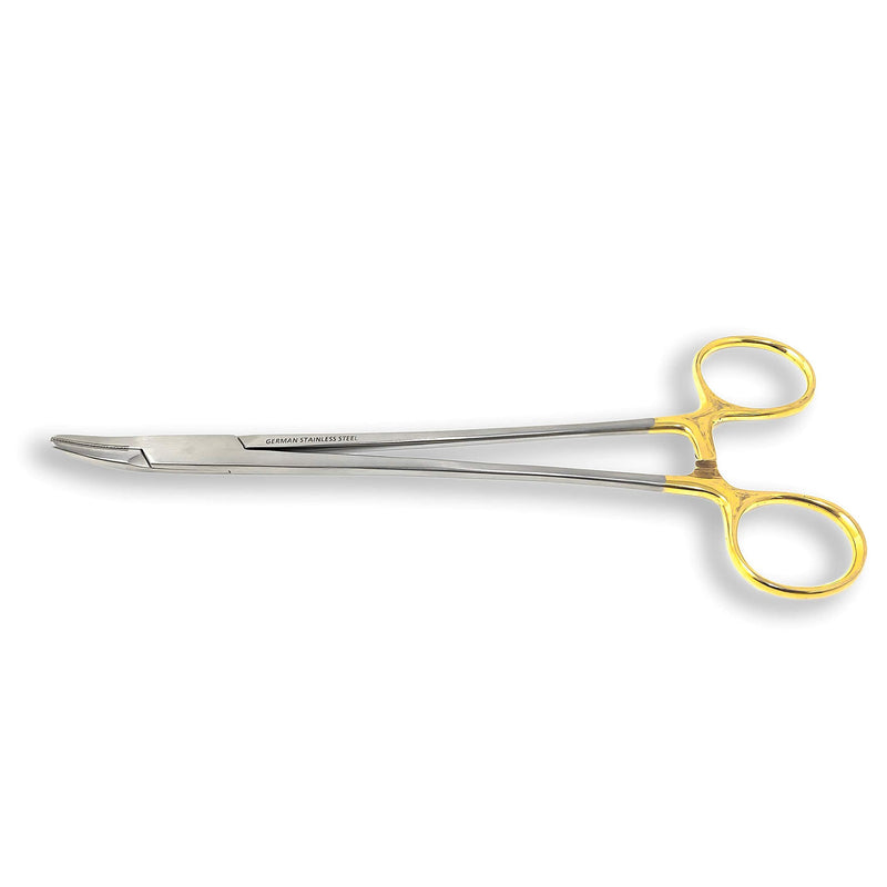 [Australia - AusPower] - Cynamed TC Heaney Curved Needle/Suture Holder Driver with Tungsten Carbide Inserts and Gold Rings - Premium Grade Instrument (8.5 in.) 8.5 in. 