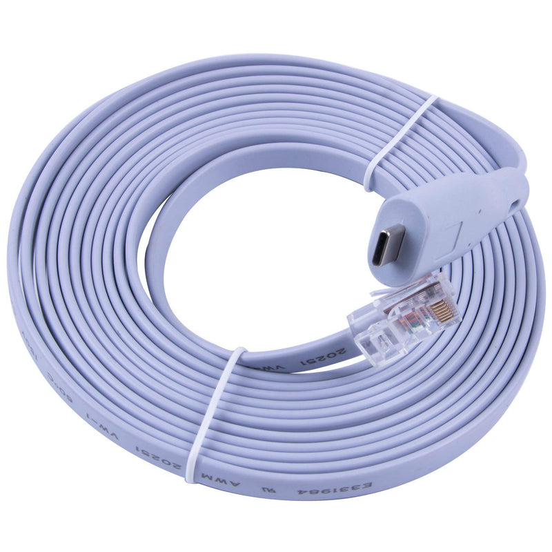 [Australia - AusPower] - Type C to RJ45 RS232 Serial Console Cable FTDI Converter Adapter for Cisco Huawei Routers Support Win10 (12ft) 12ft 