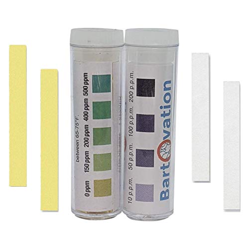 [Australia - AusPower] - Restaurant Sanitizer Test Kit for Quaternary Ammonium (QAC, Multi Quat) 0-500 ppm & Chlorine 10-200 ppm Test Paper [2 Vials of 100 Paper Strips] 