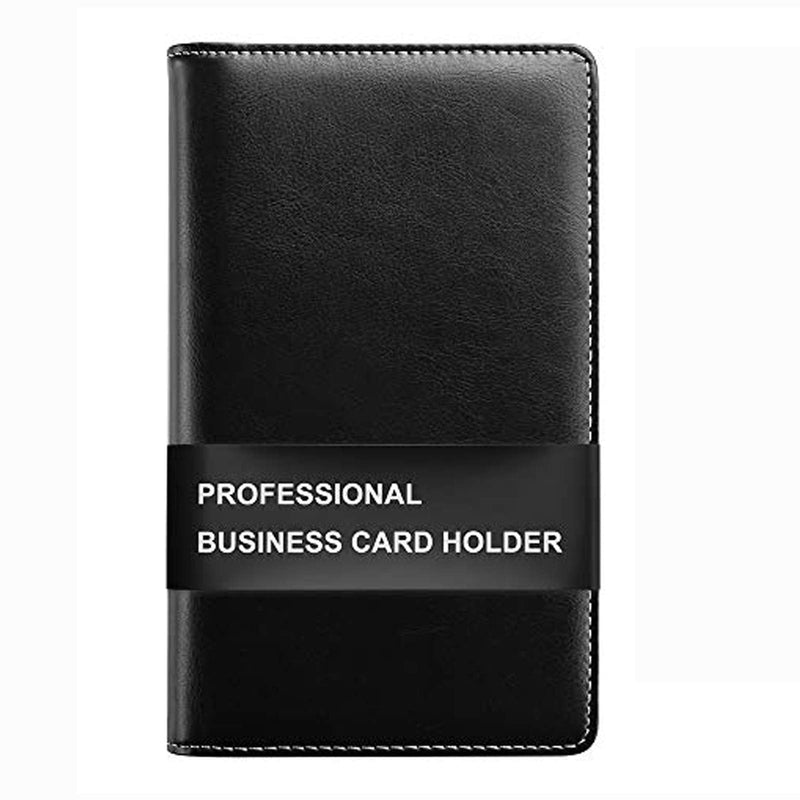 [Australia - AusPower] - Sooez Leather Business Card Book Holder, Professional Business Cards Book Organizer PU Name Card Credit Cards Book Holder Booklet (Black) Black 