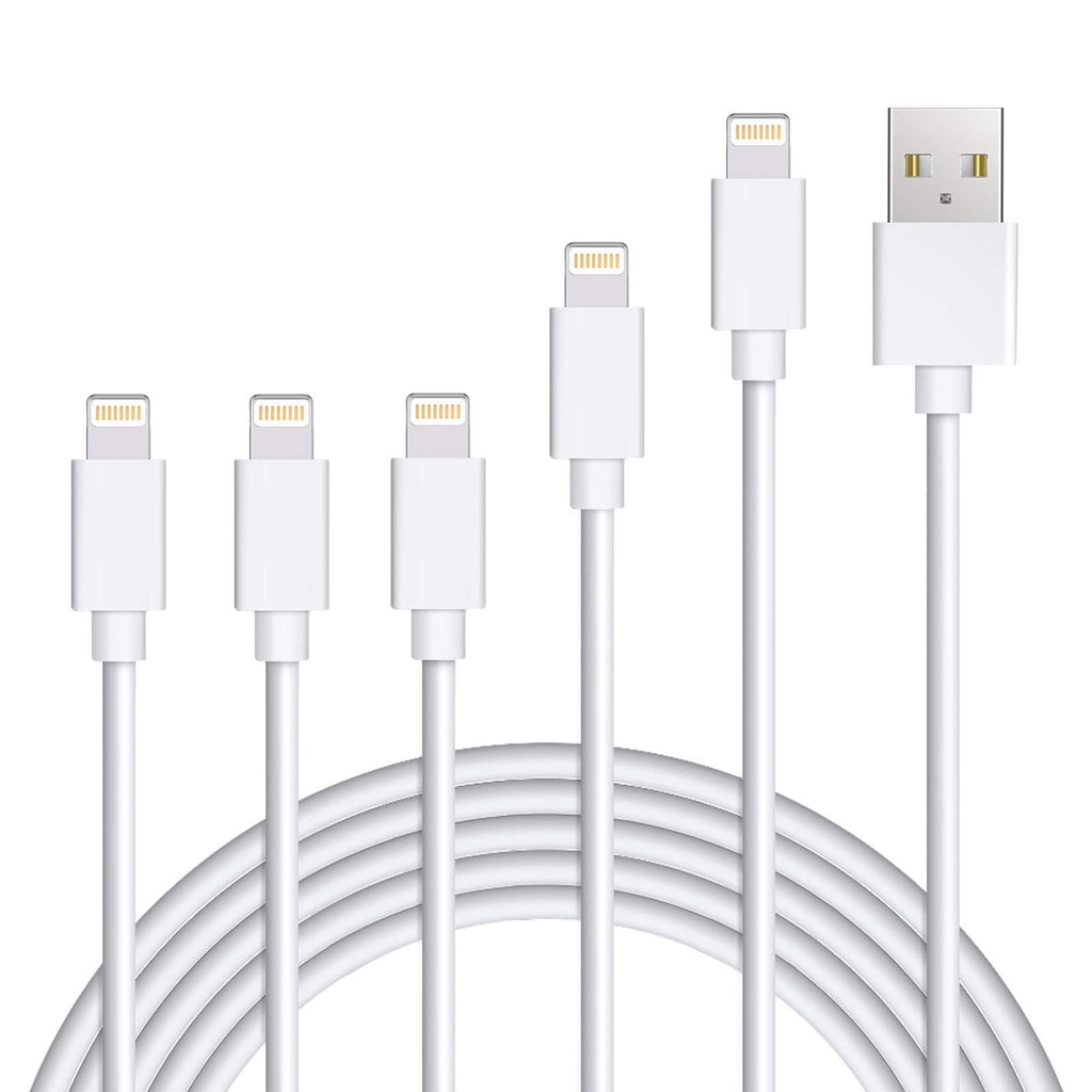 [Australia - AusPower] - Sundix iPhone Charger Cable, 5Pack 3FT/3FT/3FT/6FT/10FT Fast Sync Charger Lightning Cable Charging Cord Compatible iPhone X/8/8 Plus/ 7/7 Plus/ 6s /5C/ SE White5pack 