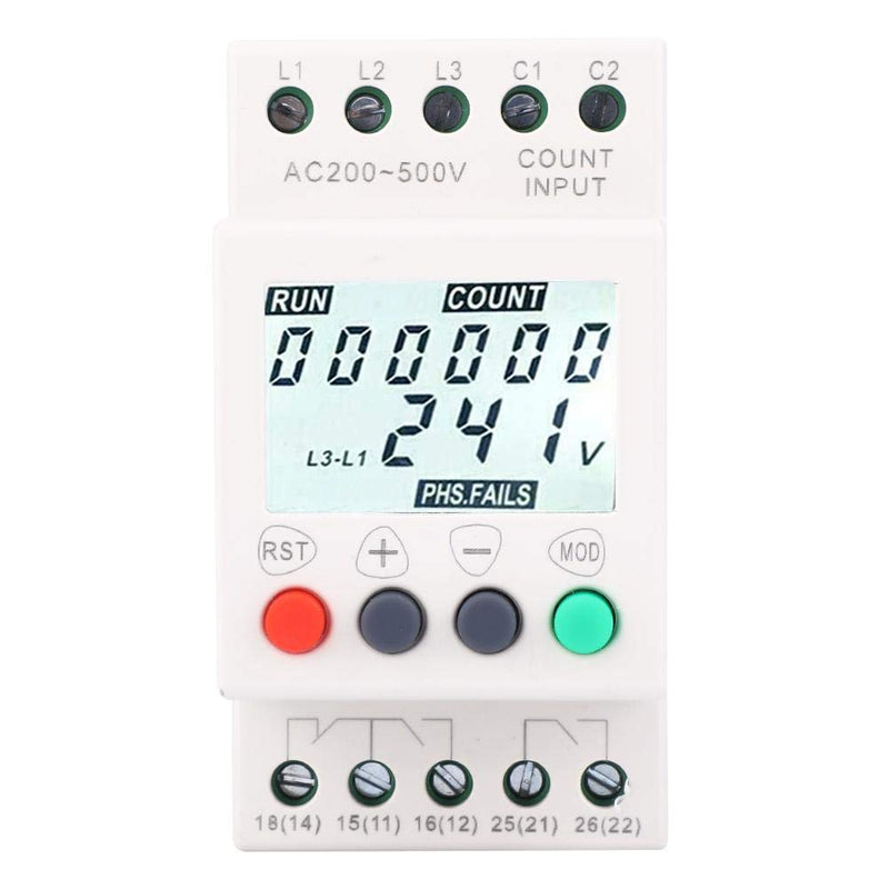 [Australia - AusPower] - YWBL-WH RD6-W LCD Display Under Over Voltage Phase Sequence Protector 3 Phase Voltage Monitor Relay 208-480VAC 