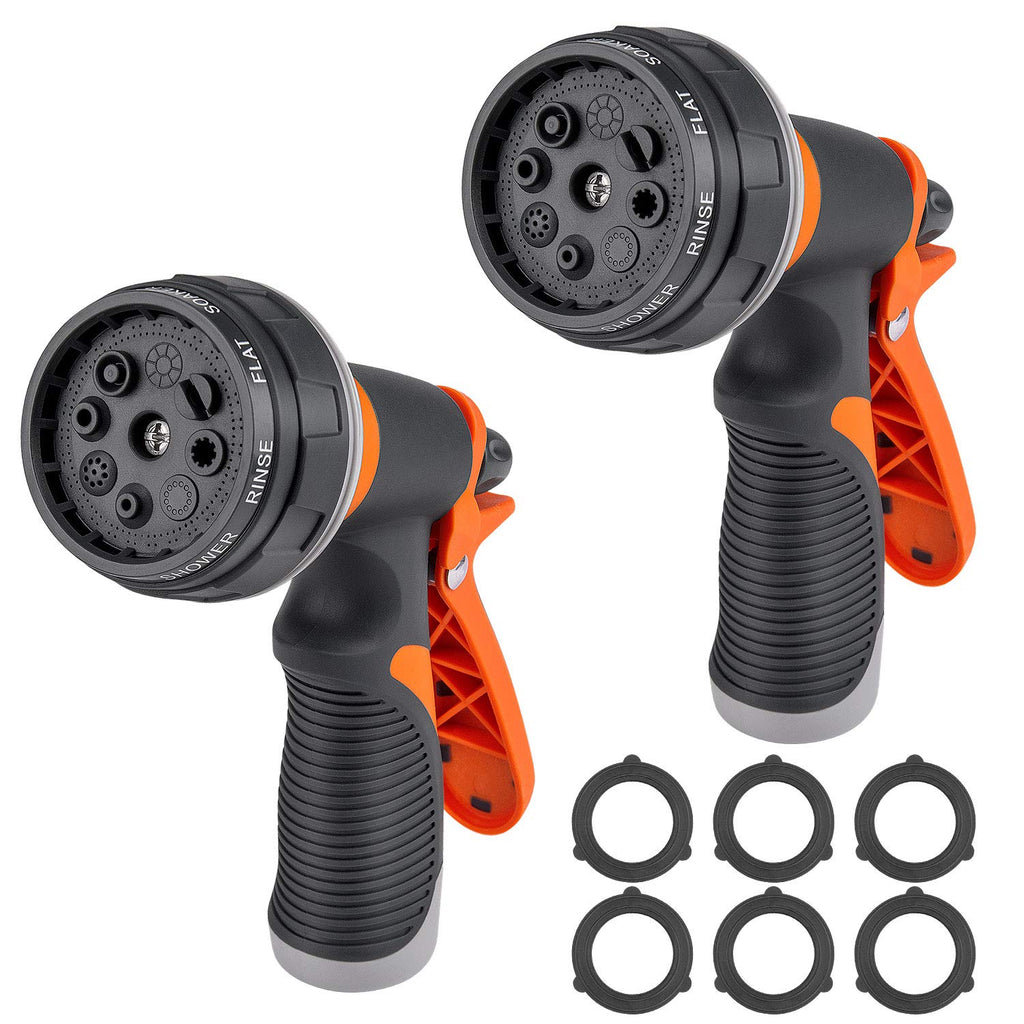 [Australia - AusPower] - 2 Packs Water Hose Nozzle, Garden Hose Sprayer for Watering Plants, Cleaning House, Washing a Car and with High-Pressure Heavy Duty 8 Pattern 