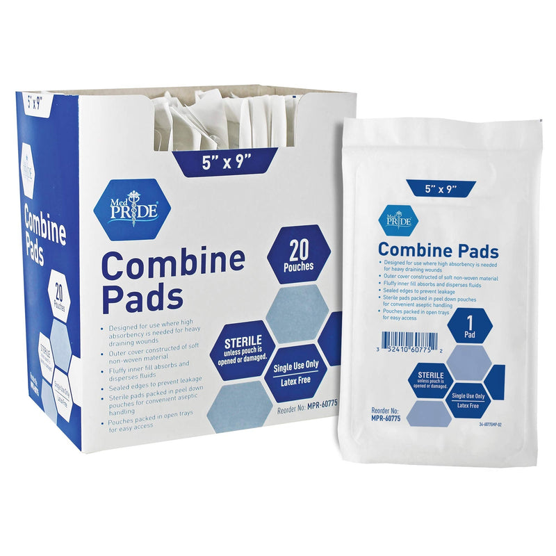 [Australia - AusPower] - Medpride Sterile Abdominal- ABD Combine Pads| 40-Pack, 5 x 9 Inches| Extra Absorbent & Thick, Individually Wrapped Wound Dressing, First Aid Pads| Surgical-Grade, Nonstick- for Heavy Leakage, Post Op 