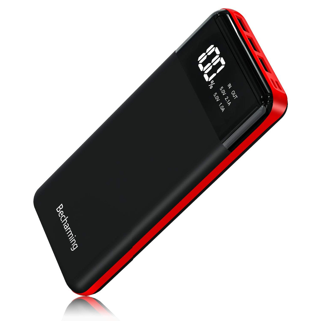 [Australia - AusPower] - Power Bank 25000mAh Portable Charger, High Capacity Battery Pack Backup External USB Battery Power Pack Battery Charger 3 Output 2 Input with LCD Display Compatible Smartphone, Android Phone, Tablets Black and Red 