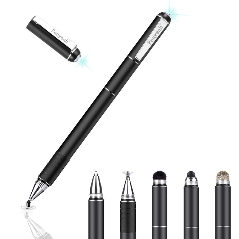 [Australia - AusPower] - Penyeah Diamond Stylus Pen for iPad, Multi-Tips Capacitive Stylist Pens for Touch Screens, Universal for Apple iPhone/Ipad/Android/Microsoft/Surface Laptop Tablet - Black 