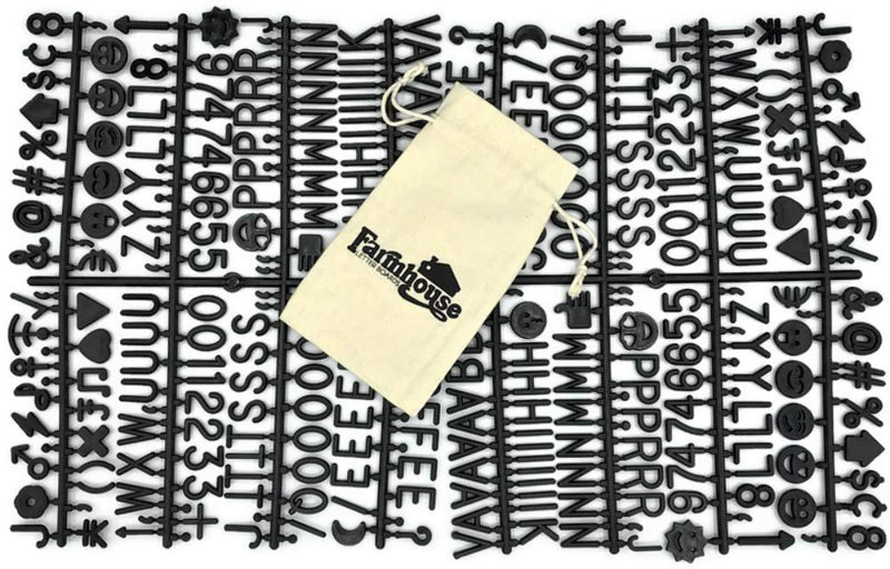 [Australia - AusPower] - Black Letter Set for Changeable Felt Letter Boards, 340 1 Inch Characters (Includes Letters, Symbols/Emojis, Numbers, Punctuation) & Burlap Storage Bag (Black) Black 