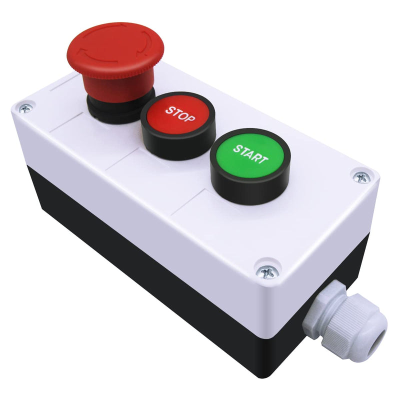 [Australia - AusPower] - mxuteuk Momentary Start Stop Switch Push Button + 1NC Red Mushroom Latching Emergency e Stop Switch Station Box Pushbutton Switch HZ-JTSS 