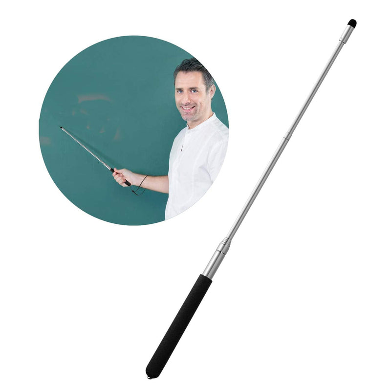 [Australia - AusPower] - Teachers Pointer Stick, Telescopic Teaching Pointer, Retractable Classroom Whiteboard Pointer Extendable for Teachers, Guides, Coach with A Lanyard & Felt Head, Extends to 39.4'' Black 