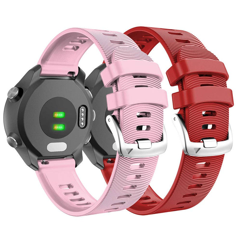 [Australia - AusPower] - ANCOOL Compatible with Garmin Forerunner 645 Band 20mm Silicone Wristbands Replacement for Forerunner 245/645/Viomove HR/Vivoactive 3 Smartwatches (Red, Pink) 
