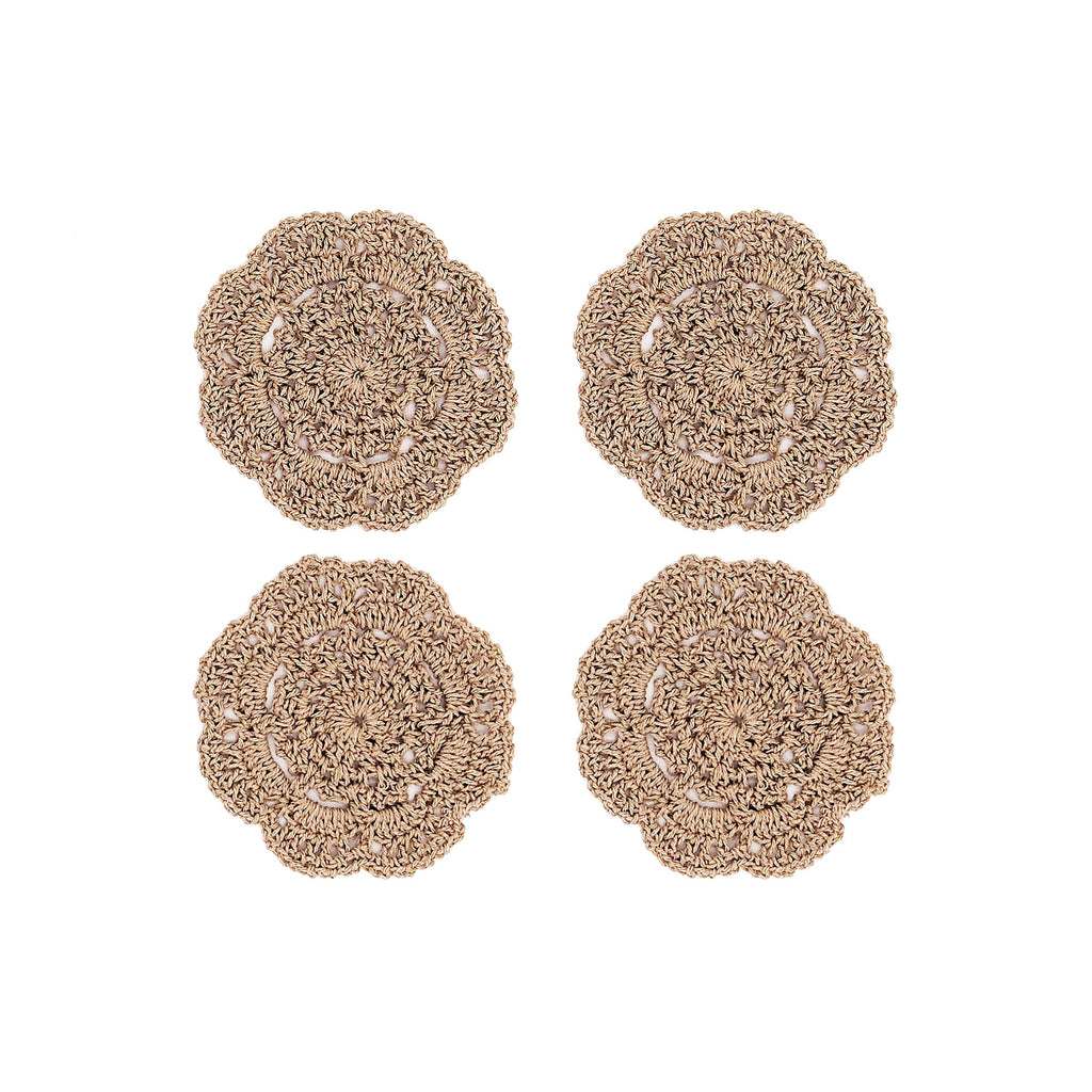 [Australia - AusPower] - Phantomon Lace Round Crochet Doilies Handmade Coasters, 4-Inch, Pack of 4 (Chocolate Brown) 