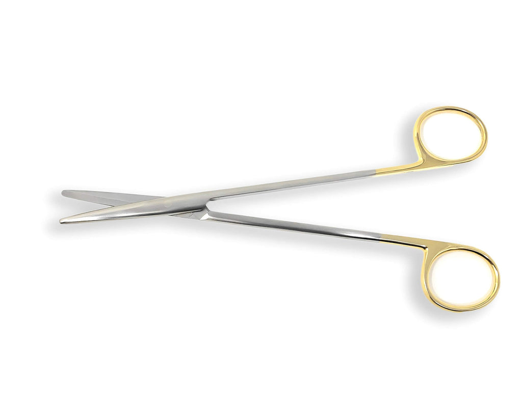 [Australia - AusPower] - Cynamed TC Metzenbaum Dissecting Scissors with Tungsten Carbide Inserts and Gold Rings - Long, Slim Precision Shears - Medical Grade Premium Quality Stainless Steel (7 in. Straight Blades) 