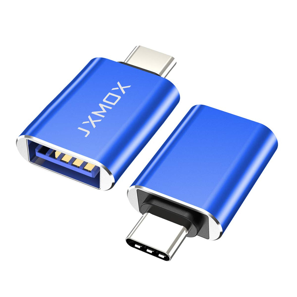 [Australia - AusPower] - USB C to USB Adapter [2-Pack], JXMOX Thunderbolt 3 to USB 3.0 OTG Adapter Compatible MacBook Pro,Chromebook,Pixelbook,Microsoft Surface Go,Galaxy S8 S9 S10 S20 Plus,Note 8 9,Pixel 2 3(Blue) Blue 