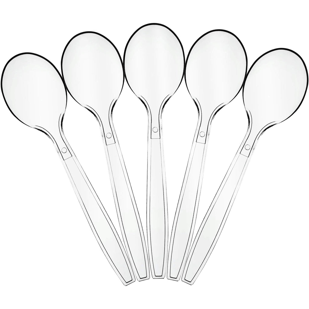 [Australia - AusPower] - Plasticpro Disposable Clear Plastic Cutlery Disposable utensils Heavyweight 100 Count (Soup Spoons) Soup Spoons 