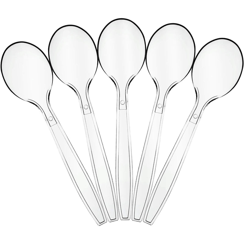 [Australia - AusPower] - Plasticpro Disposable Clear Plastic Cutlery Disposable utensils Heavyweight 100 Count (Soup Spoons) Soup Spoons 