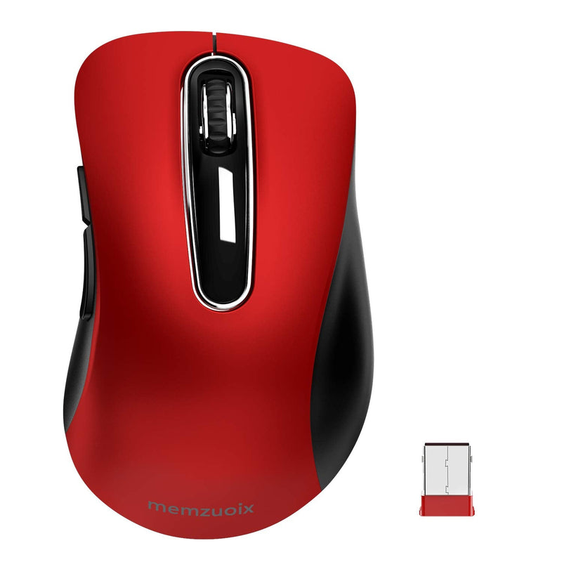 [Australia - AusPower] - memzuoix 2.4G Wireless Mouse, 1200 DPI Mobile Optical Cordless Mouse with USB Receiver, Portable Computer Mice Wireless Mouse for Laptop, PC, Desktop, MacBook, 5 Buttons, Red 