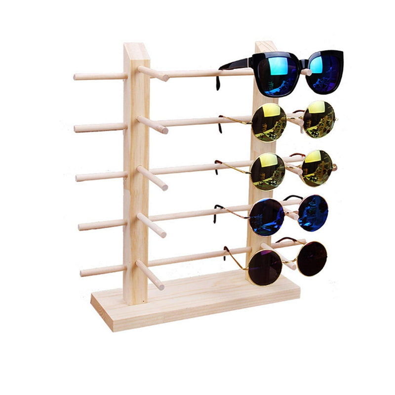 [Australia - AusPower] - TANG SONG Solid Wood Glass Display Holder Sunglass Display Holder Wood Glass Display Rack Double Linen Glass Showcase 