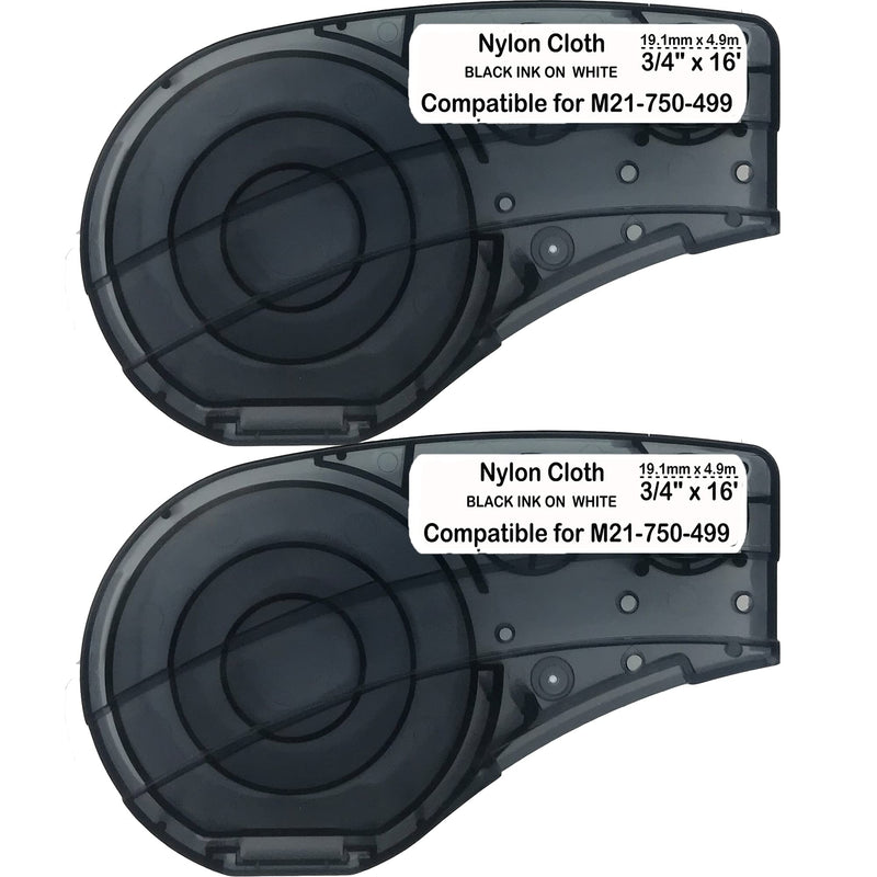 [Australia - AusPower] - SIKOT Compatible Label Tape Replacememt for M21-750-499-Black on White 3/4" High Adhesion Nylon Cloth-16' Length-0.75" Width- 2 Pack 