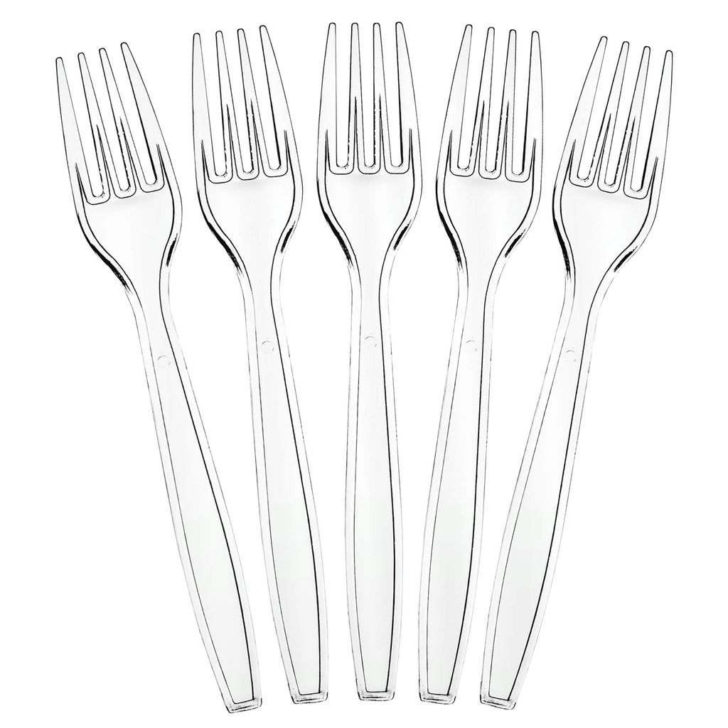 [Australia - AusPower] - Plasticpro Disposable Clear Plastic Cutlery Disposable utensils Heavyweight 100 Count (Forks) Forks 