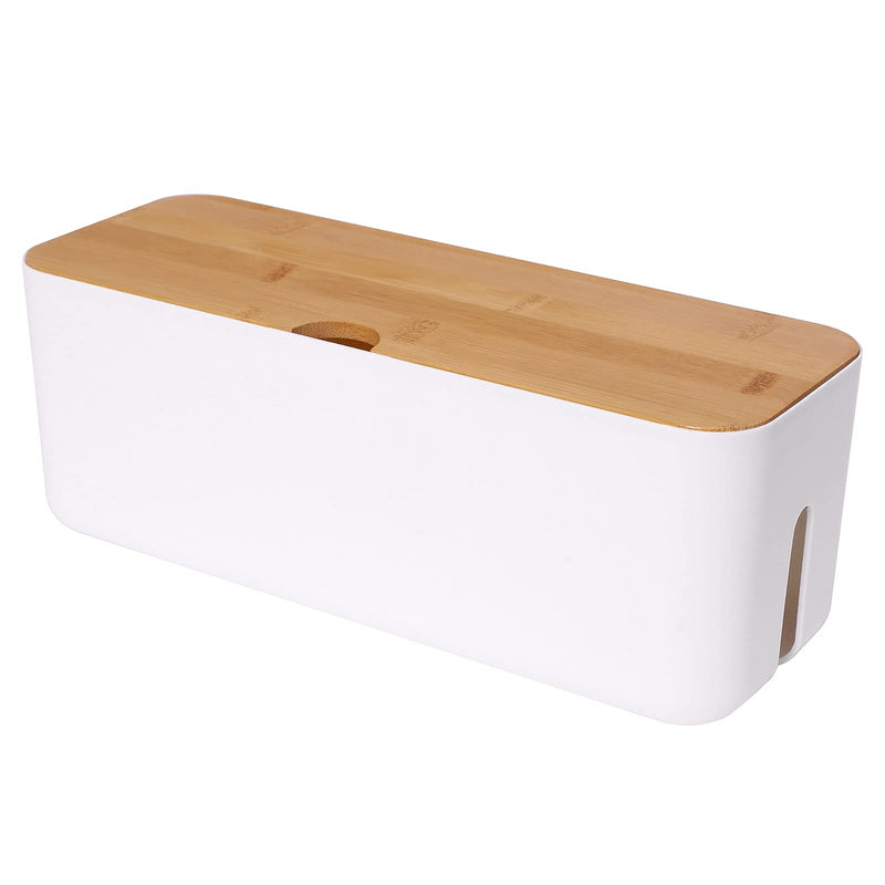 [Australia - AusPower] - Changsuo Cable Management Box Small White Cable Organizer Box for Extension Cord Power Stripe Surge Protector Wire Management Concealer Organizer Cover Hider for Desktop Home Office Kitchen (White) 
