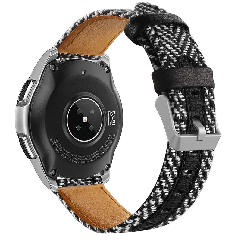 [Australia - AusPower] - OenFoto Compatible with Samsung Galaxy Watch 3 45mm /(46mm) Bands, 22mm Stylish Woven Fabric &Genuine Leather Wristbands Replacement Accessories for Samsung Galaxy Watch 46mm R800/Gear S3 Smartwatch Diagonal Stripe 