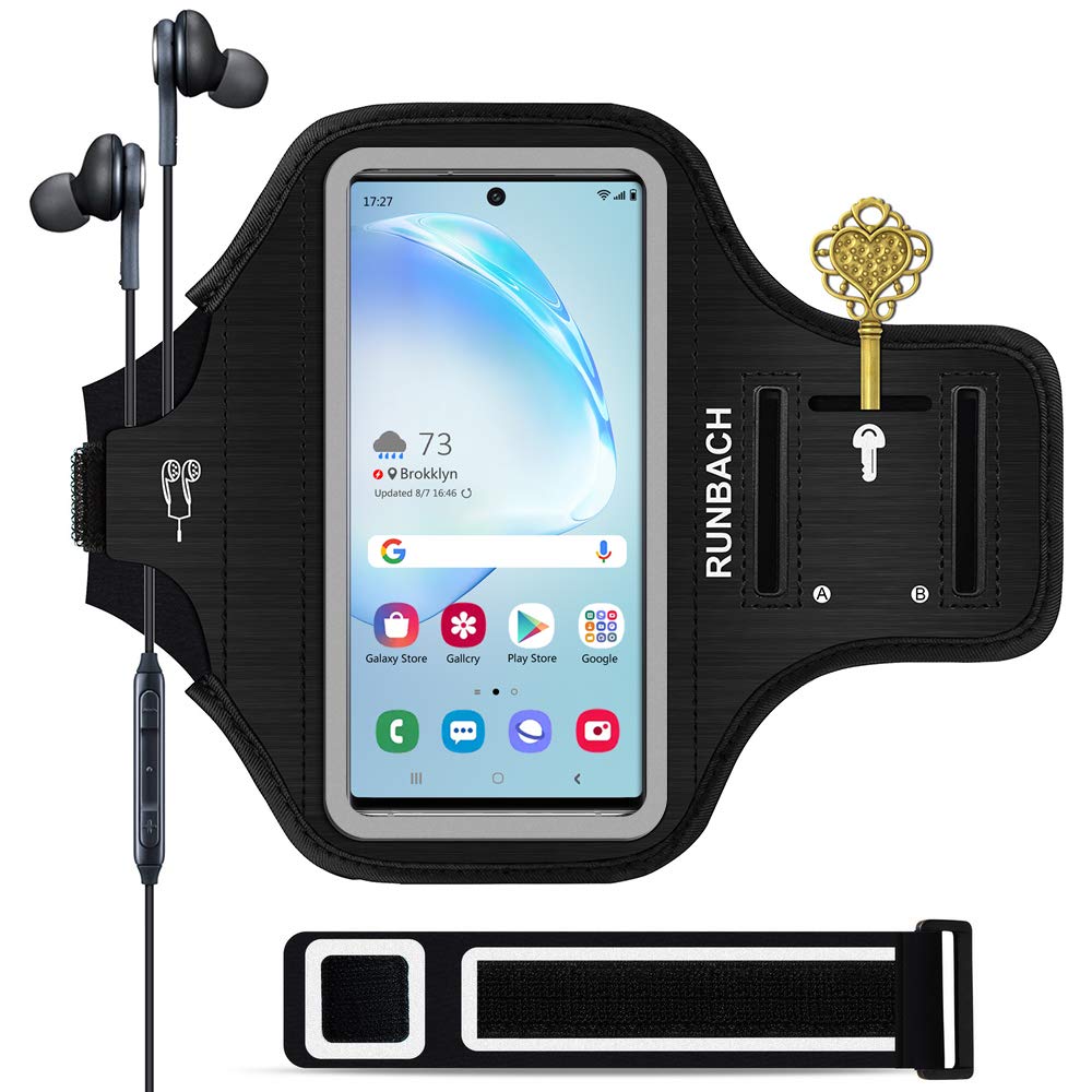 [Australia - AusPower] - Galaxy Note 10 Armband,RUNBACH Sweatproof Running Exercise Gym Cellphone Sportband Bag with Fingerprint Touch/Key Holder and Card Slot for 6.3 Inch Samsung Galaxy Note 10 (Black) black 