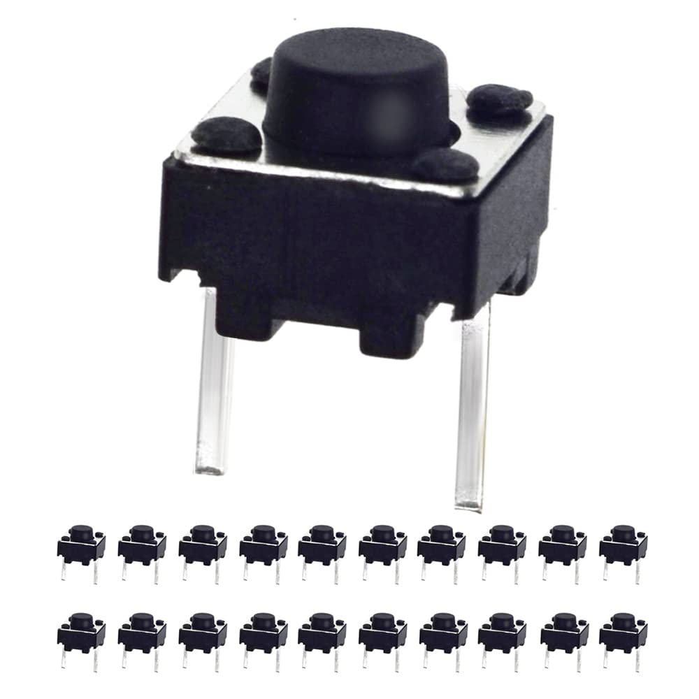 [Australia - AusPower] - 20 Pcs 6mm 2 Pin Momentary Tactile Tact Push Button Switch Through Hole Breadboard Friendly for Panel PCB 