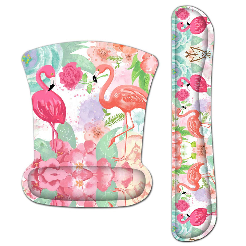 [Australia - AusPower] - HAPLIVES Ergonomic Keyboard Wrist Rest Pad and Mouse Pad Wrist Support Set with Non-Slip Backing Memory Form-Filled, Easy-Typing and Pain Relief for Gaming Office Computer Laptop (Pink Two Flamingos) Pink Two Flamingos 