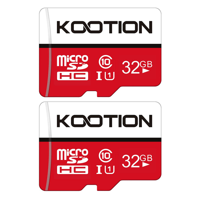 [Australia - AusPower] - KOOTION 32GB Micro SD Card 2-Pack Class 10 Micro SDHC Card UHS-I Memory Card Ultra High Speed TF Card, C10, U1, 32 GB 2×32GB 