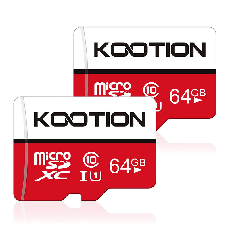 [Australia - AusPower] - KOOTION 64GB Micro SD Card 2 Pack Ultra Micro SDXC Memory U1 Card Class 10 Micro SD Cards 64GB High Speed TF Card R Flash, C10, U1, 64 GB (2 Pack) 2×64GB 