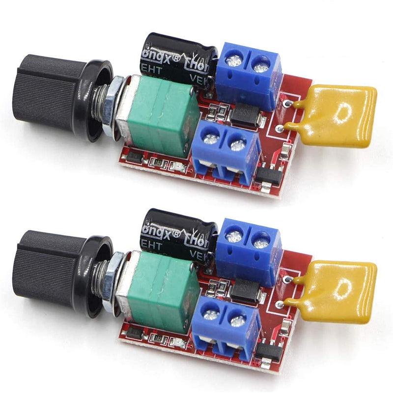 [Australia - AusPower] - Riorand DC 3V 6V 12V 24V 35V 5A Motor Speed Controller PWM Speed Control Ultra Small LED Dimmer（2PCS） 